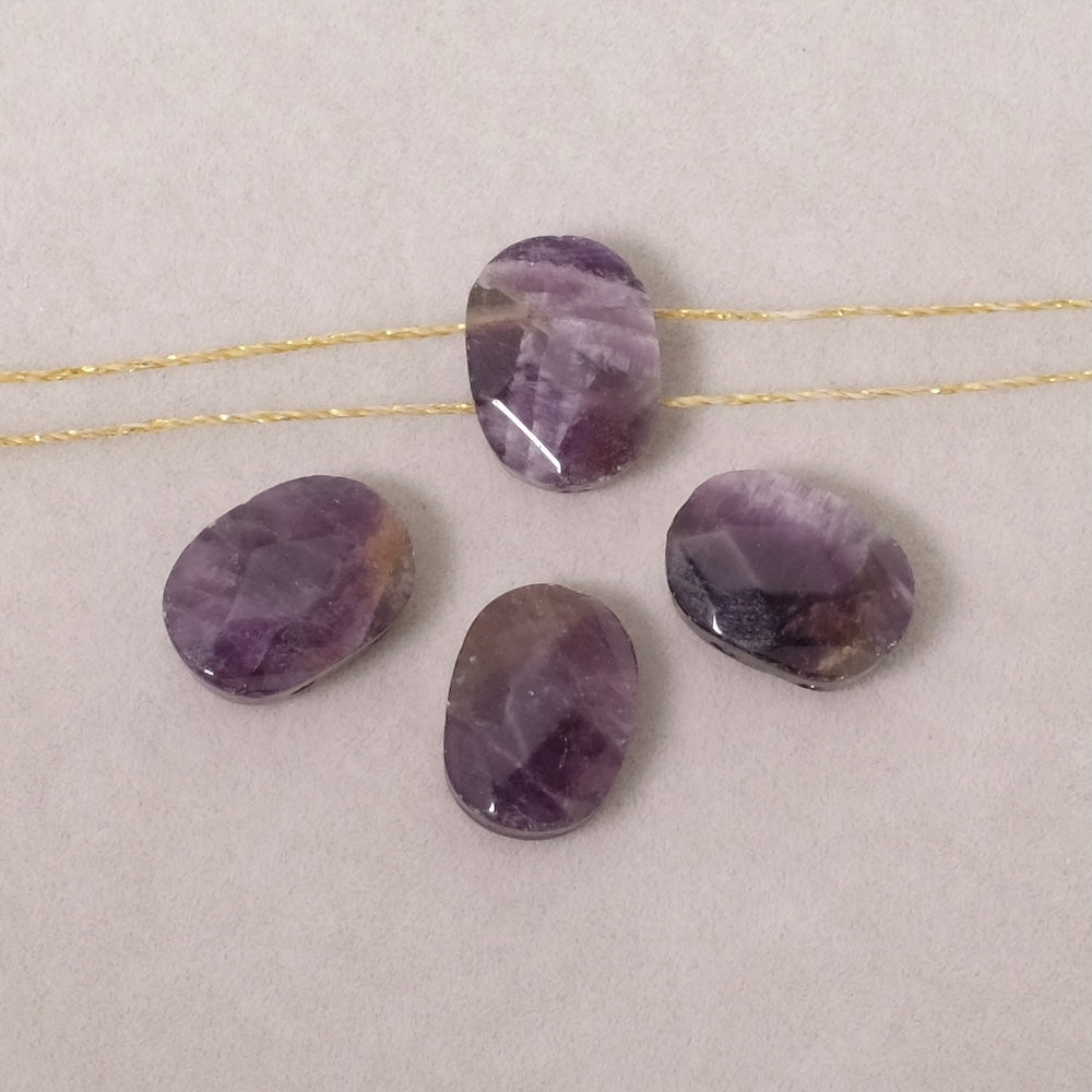2 perles rectangle facettée 2 trous en Pierre naturelle en Améthyste
