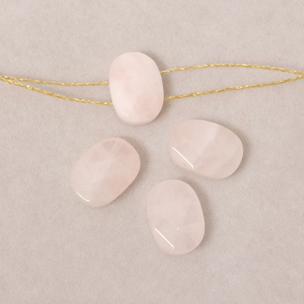2 perles rectangle facettée 2 trous en Pierre naturelle en Quartz rose