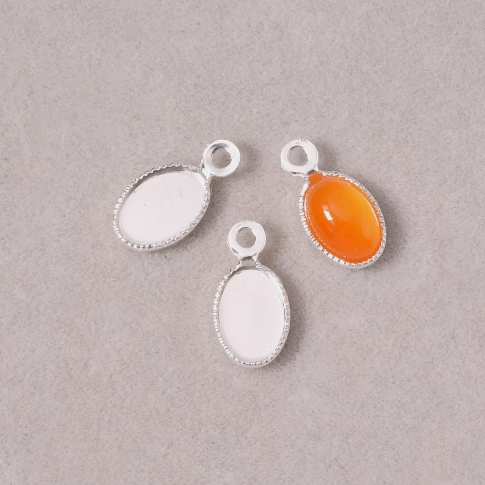 2 supports Pendentifs pour cabochons 6x4mm en laiton Argenté 925 Premium