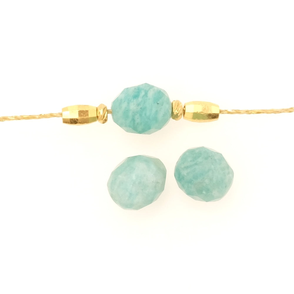 4 Perles naturelle ovale facettée 7 x 8mm en Amazonite