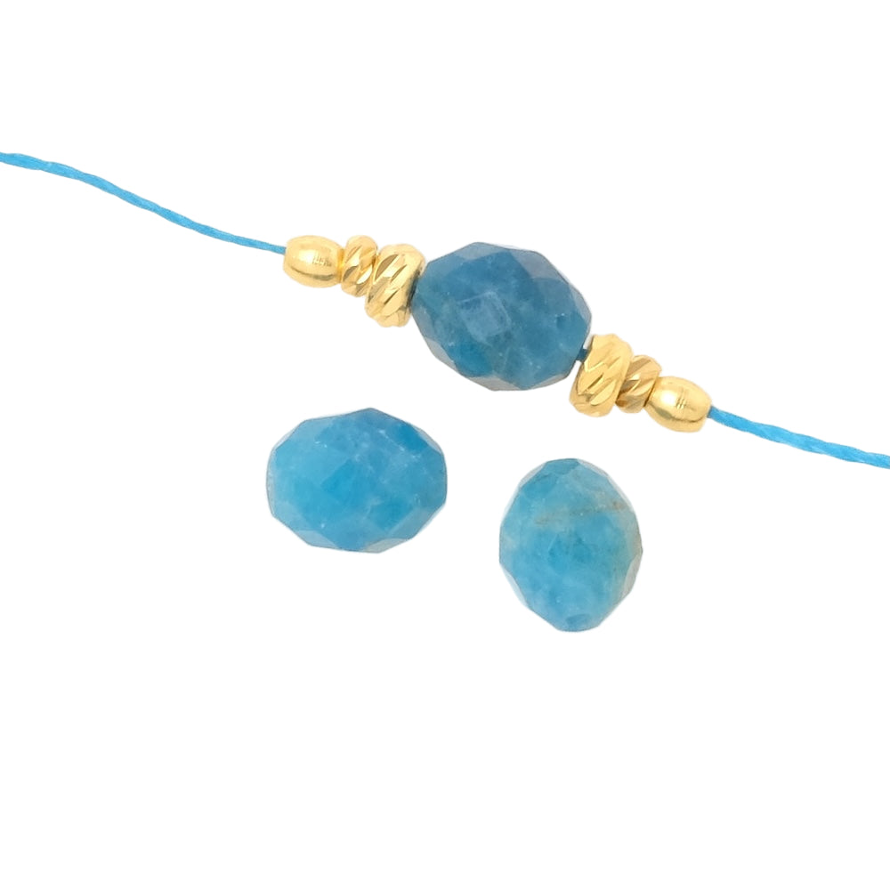Fil de Perles naturelle ovale facettée 7 x 8mm en Apatite