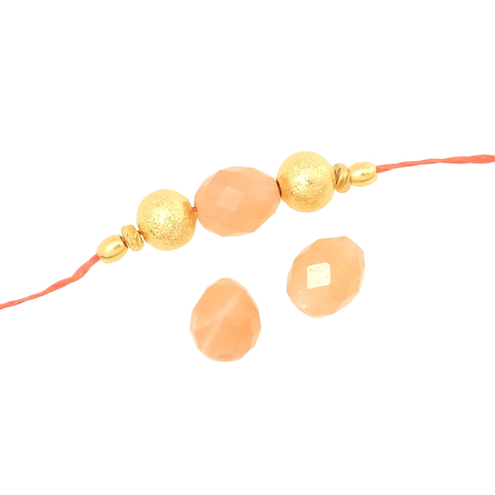 4 Perles naturelle ovale facettée 7 x 8mm en Pierre de Lune Feldspath