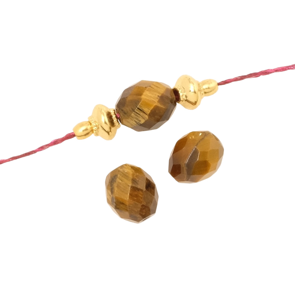 Fils de Perles naturelle ovale facettée 7 x 8mm en en Oeil de Tigre