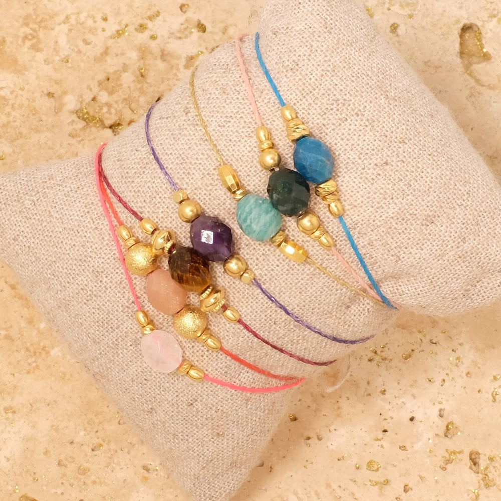 4 Perles naturelle ovale facettée 7 x 8mm en Agate mousse