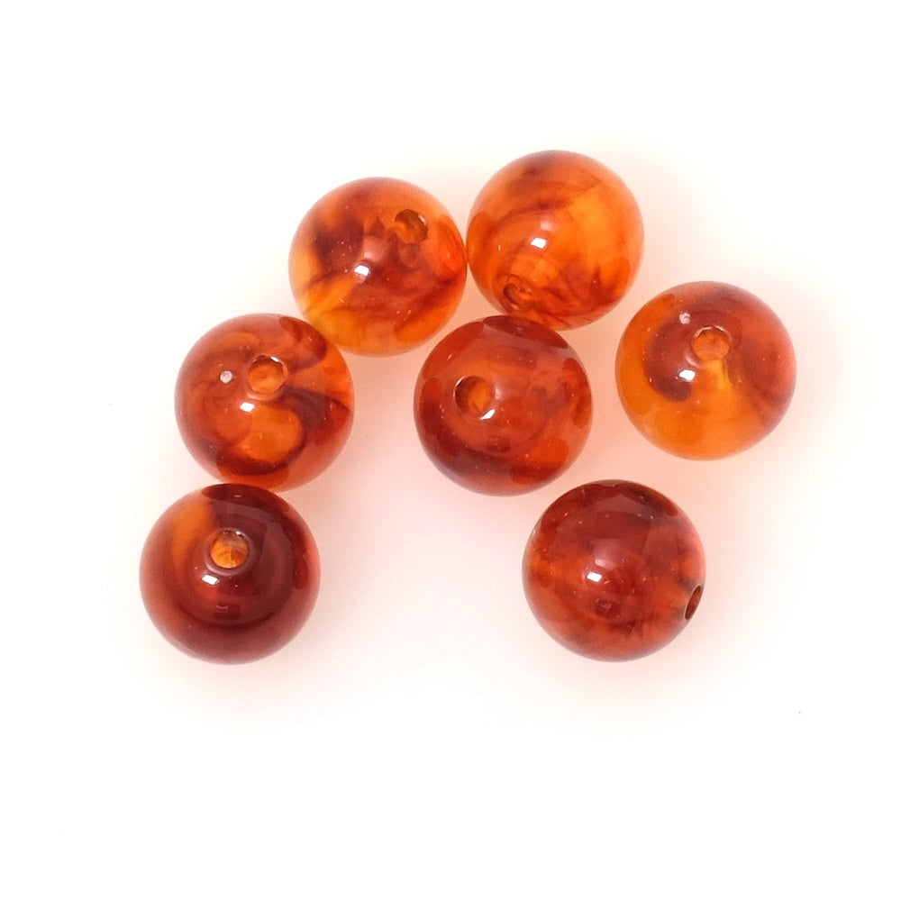 4 Perles rondes 14mm en acrylique Ambré