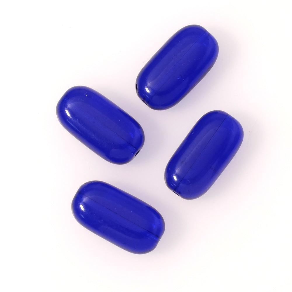 4 perles de Bohème ovales 20 x 11mm bleu nuit transparent