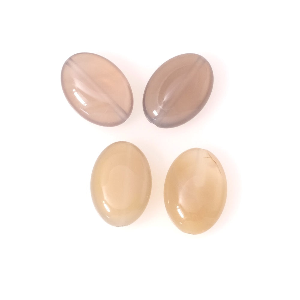 4 perles ovales 13 x 18mm en Agate naturelle grise