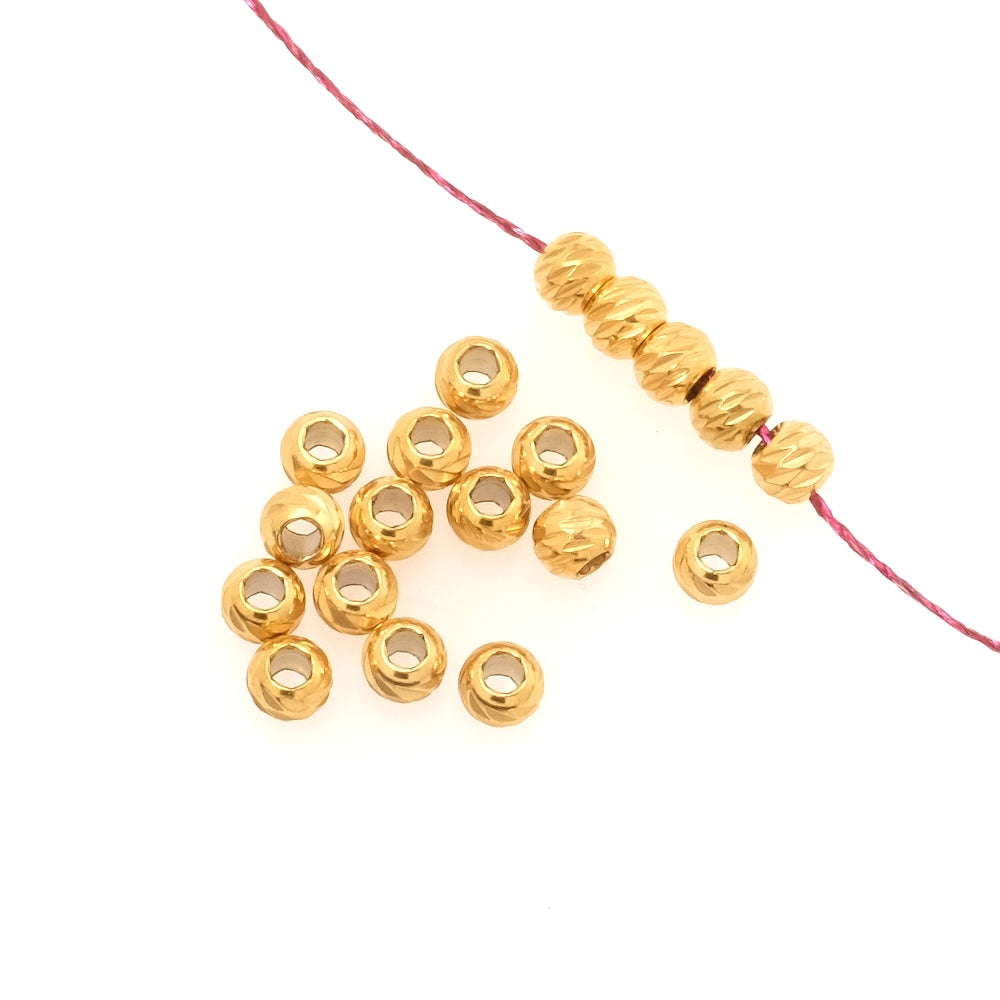 4 perles ronde facettée 5mm en acier inoxydable 316 Doré 18K