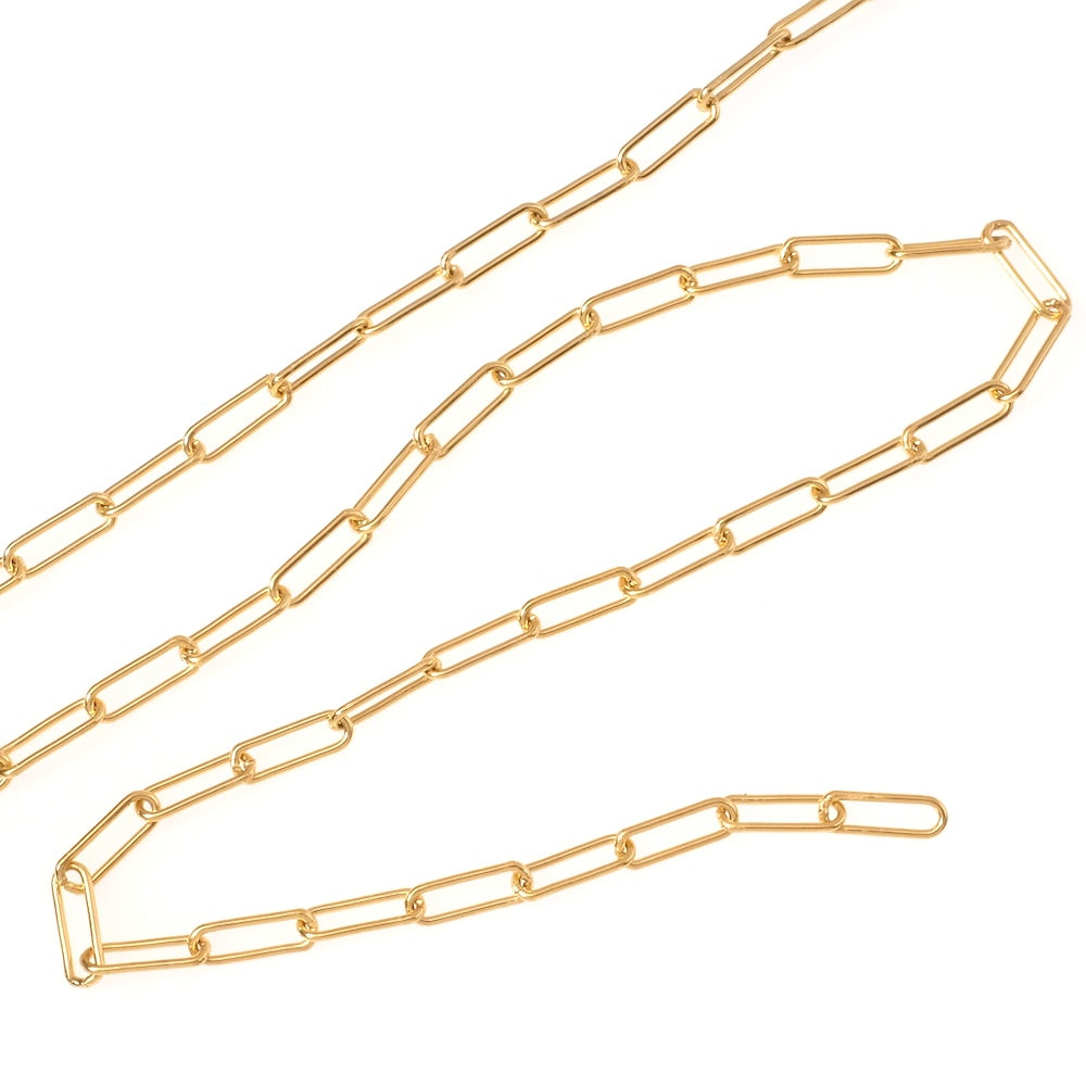 Bobine de chaîne maillon rectangle en acier inoxydable 304 doré