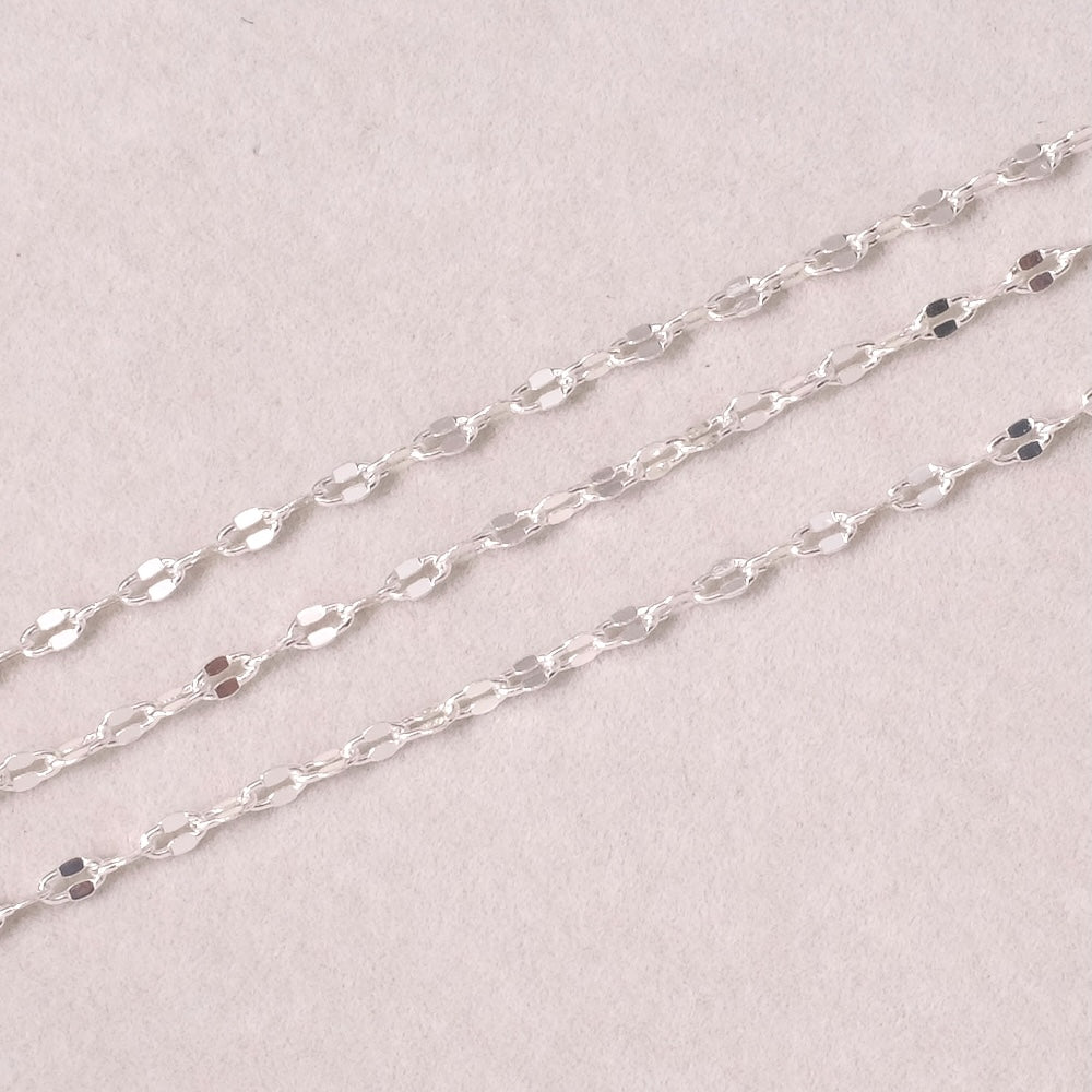 50cm de chaine fantaisie Maillons ovales en laiton Argenté 925 Premium