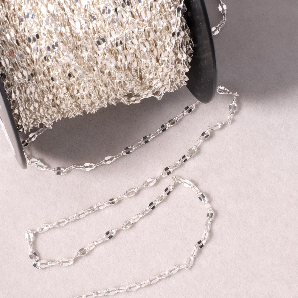 50cm de chaine fantaisie Maillons ovales en laiton Argenté 925 Premium