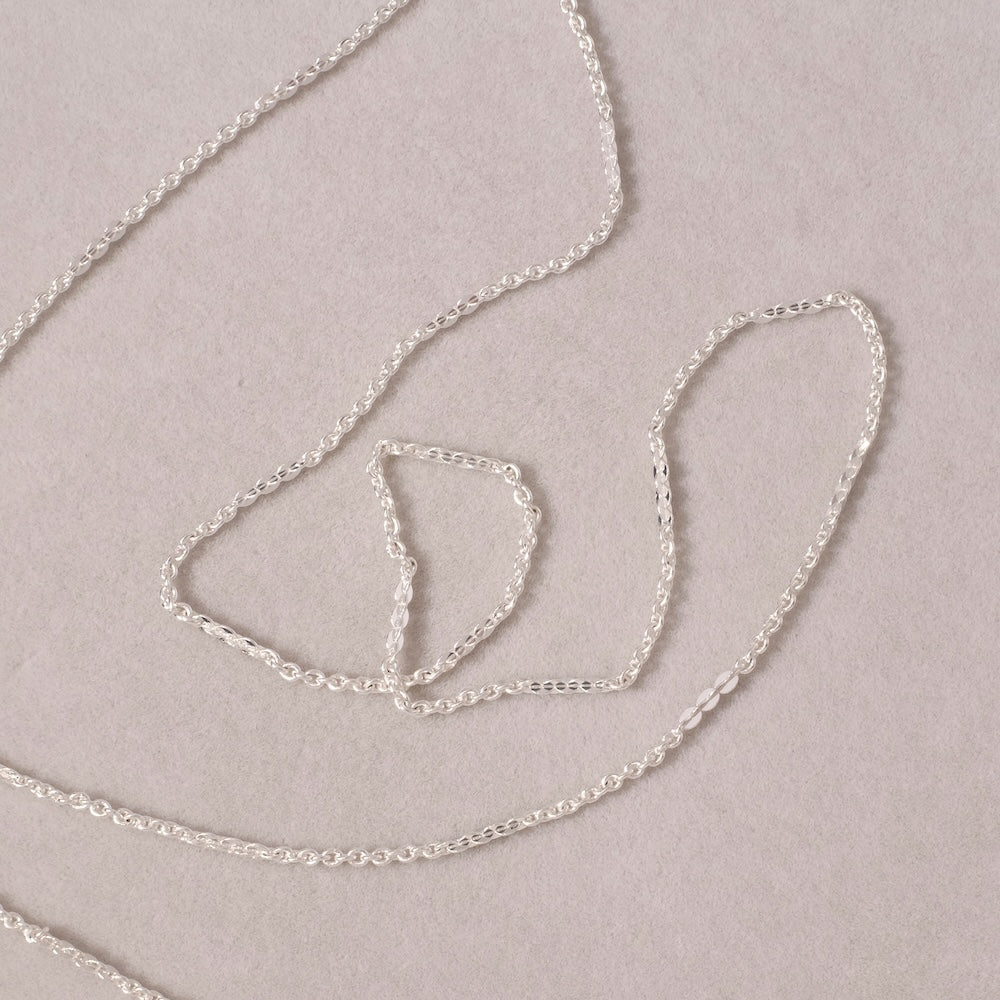 50cm de chaine fantaisie maillons alternés Argenté 925 Premium