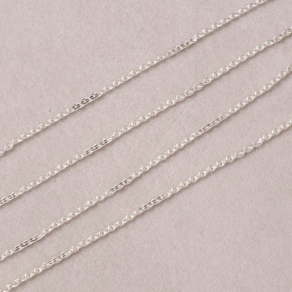 50cm de chaine fantaisie maillons alternés Argenté 925 Premium
