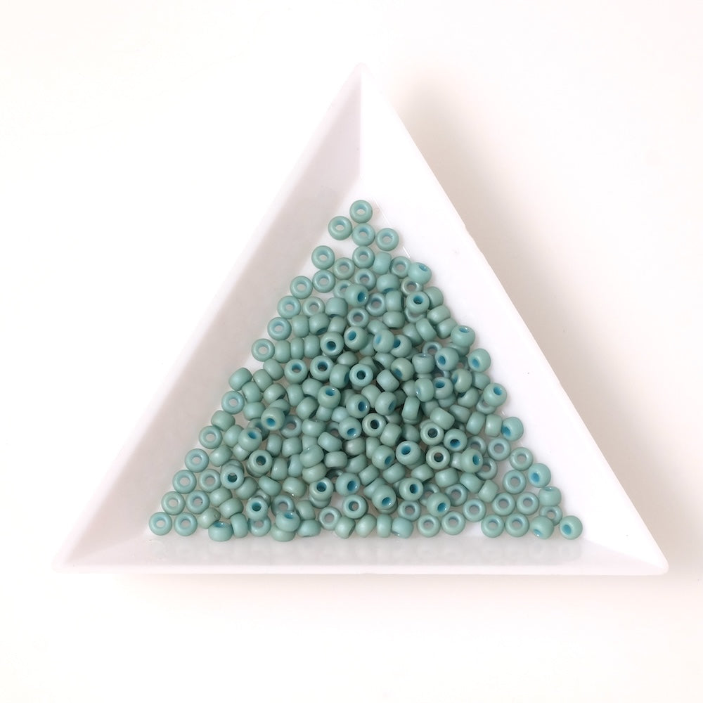 5 grammes de perles Miyuki Rocailles 8/0  N°2028 Matted opaque Sea foam luster