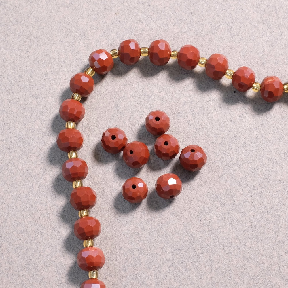 6 Perles en Jaspe Rouge Naturel – Perles Ovales 8~8.5mm