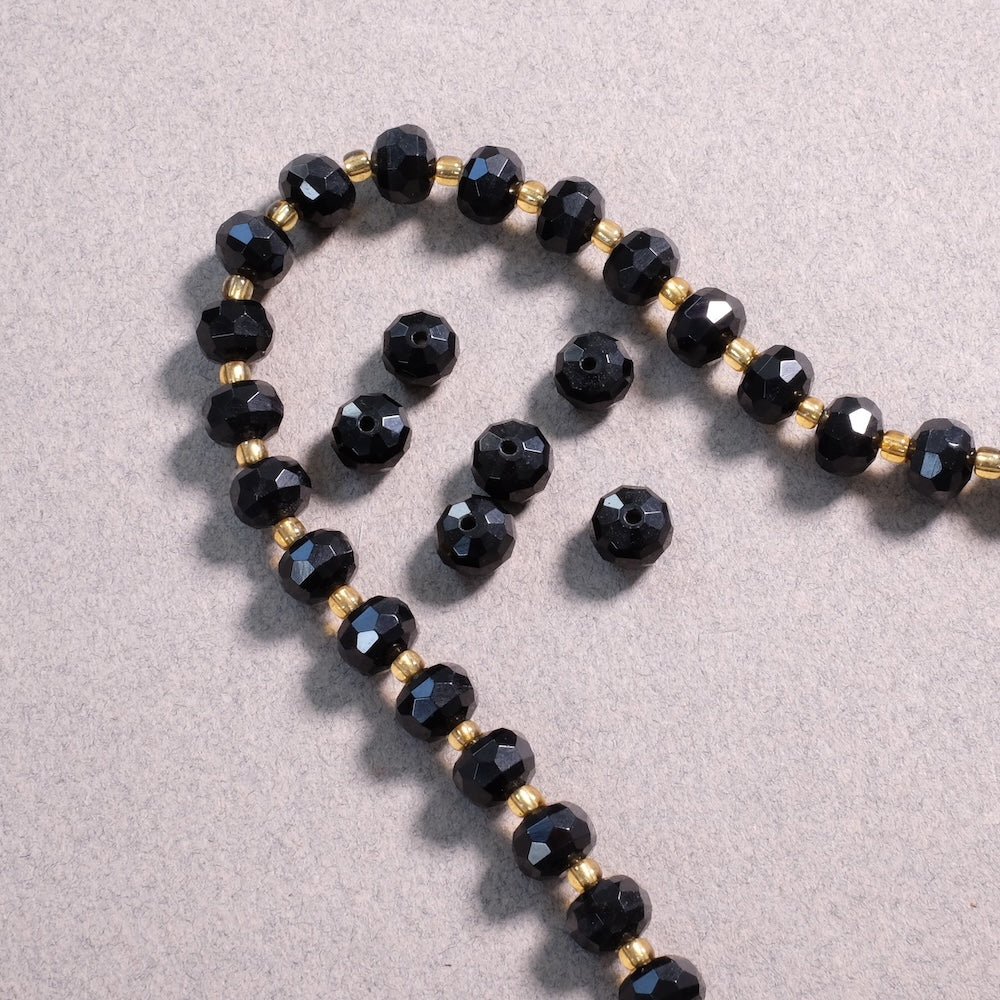 6 Perles en Obsidienne Naturelle – Perles Ovales 8~8.5mm