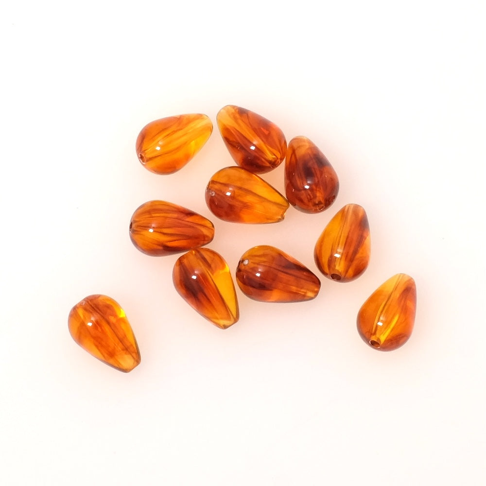 6 Perles goutte 15x10mm en acrylique Ambré