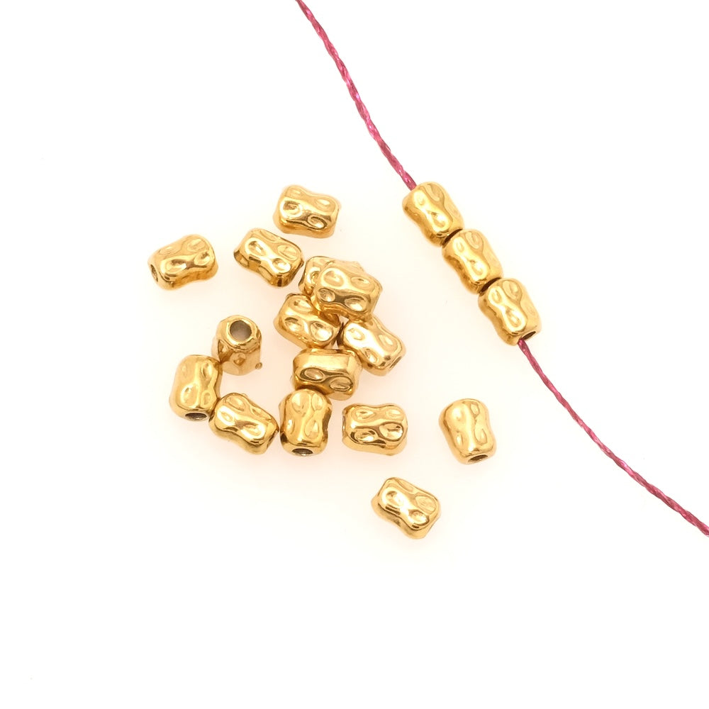 6 perles colonne 6x4mm en acier inoxydable 304 Doré 18K