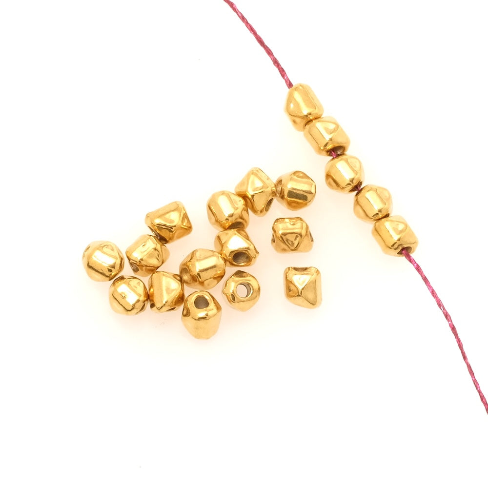 6 perles pépites 5mm en acier inoxydable 304 Doré 18K