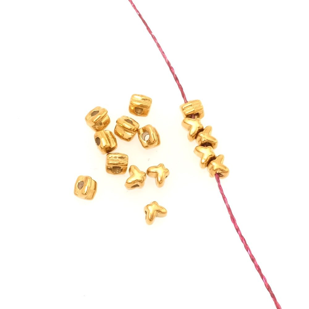 6 perles papillon 4mm en acier inoxydable 304 Doré 18K