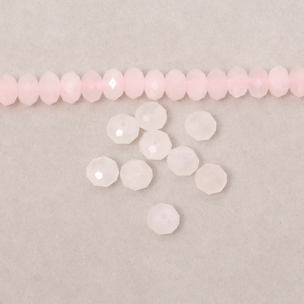 8 Perles naturelle facettée 6x4mm en Quartz rose