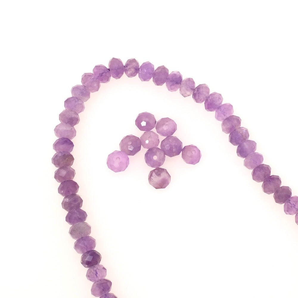 8 Perles naturelles facettées 6x4mm en Améthyste