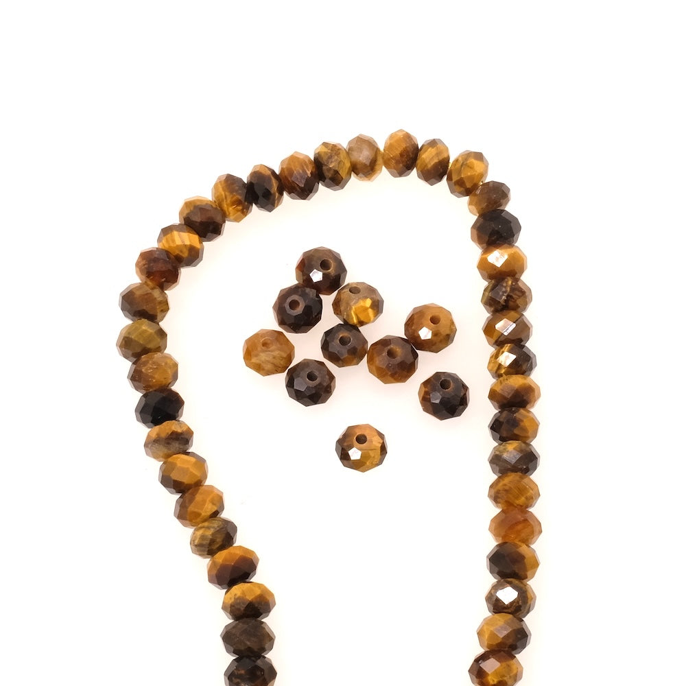 8 perles naturelle facettée 6x4mm en Oeil de tigre