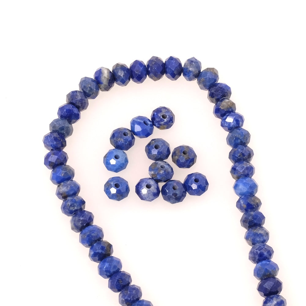 8 perles naturelles facettées 6x4mm en Lapis Lazuli