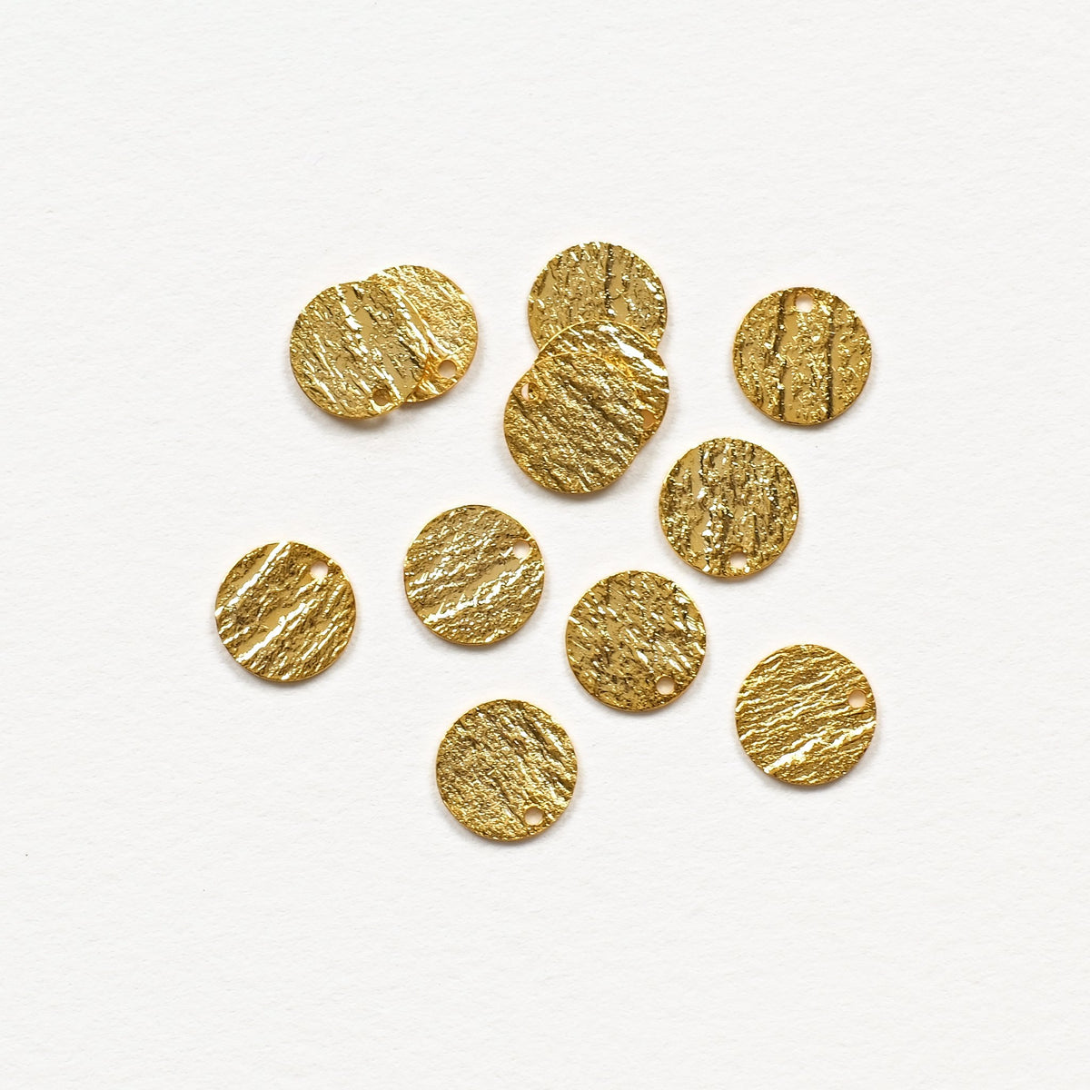 Lot de pendentifs ronds 10 mm texture ardoise dorés à l'or fin 24K