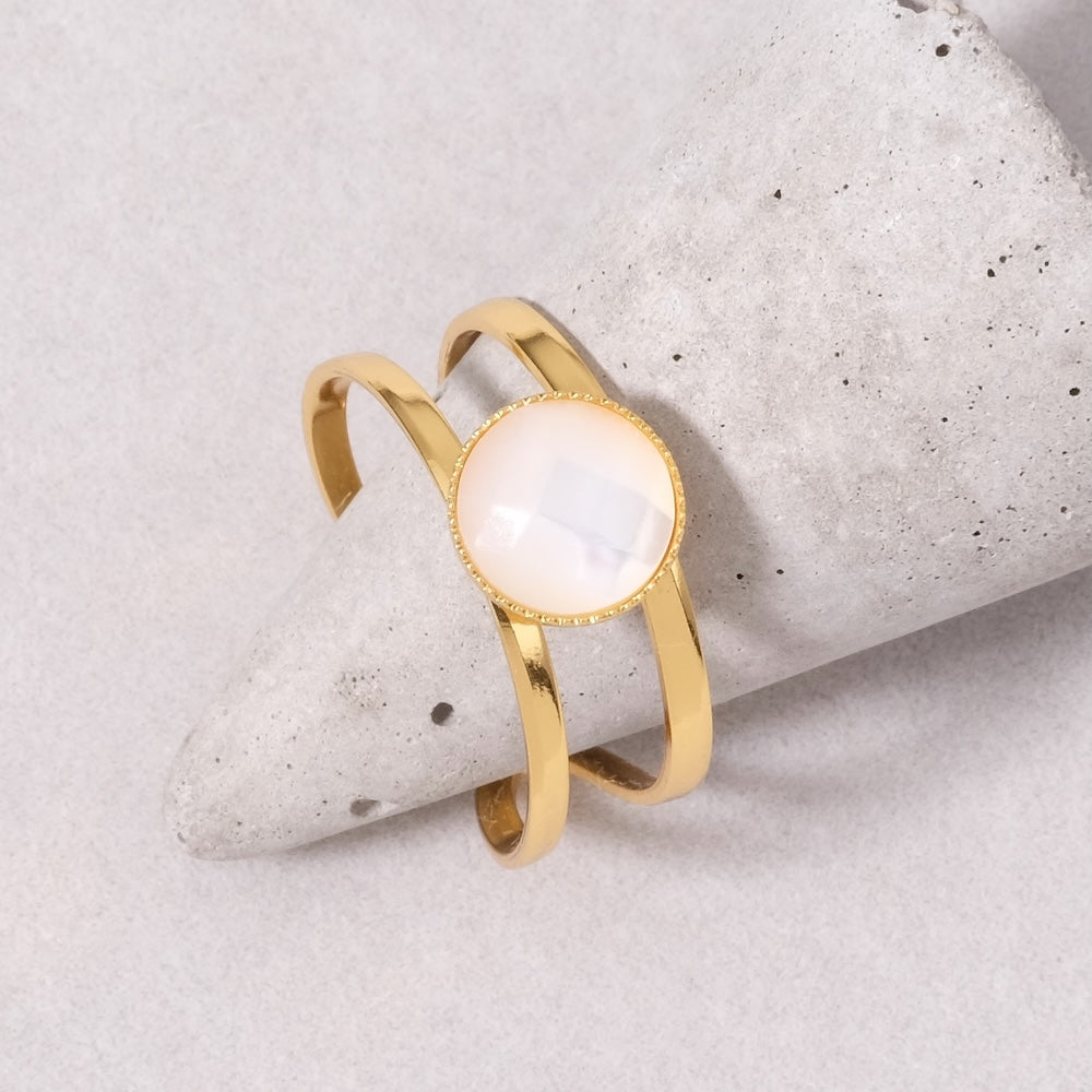 Bague ajustable pour Cabochon 8mm Plaquée Or 16K 3 microns