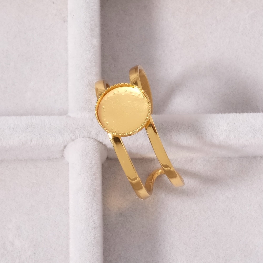 Bague ajustable pour Cabochon 8mm Plaquée Or 16K 3 microns