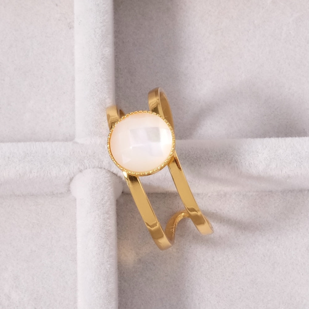 Bague ajustable pour Cabochon 8mm Plaquée Or 16K 3 microns