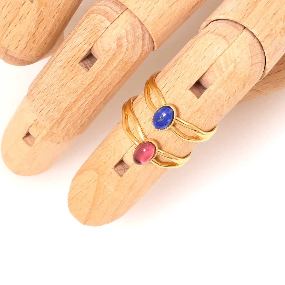 Bague ajustable pour Cabochon 6x4mm Plaquée Or 24K 3 microns