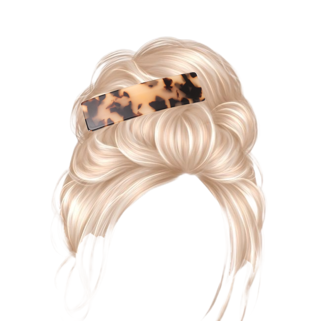 Barrette cheveux en acétate beige et marron