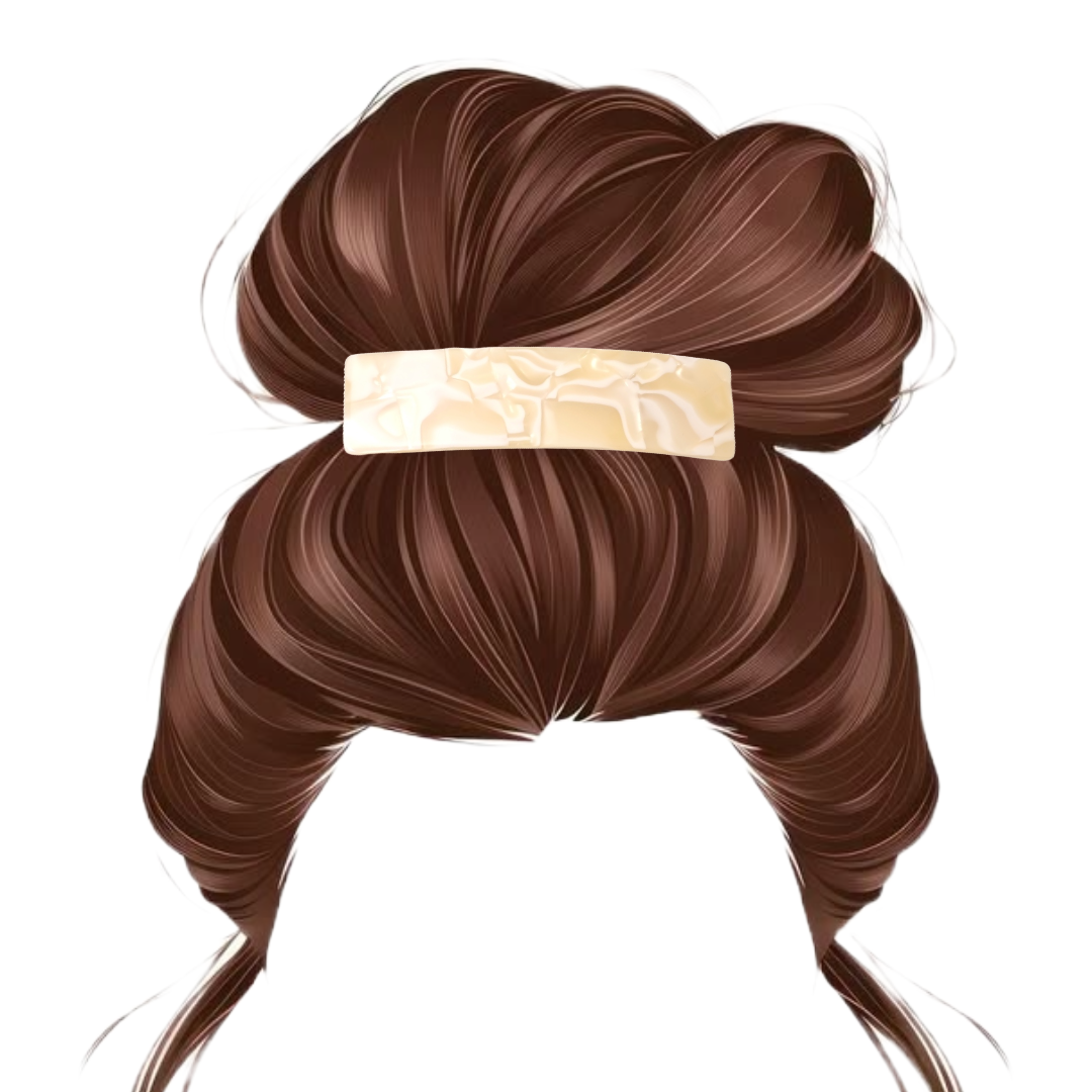 Barrette cheveux en acétate crème beige et blanc