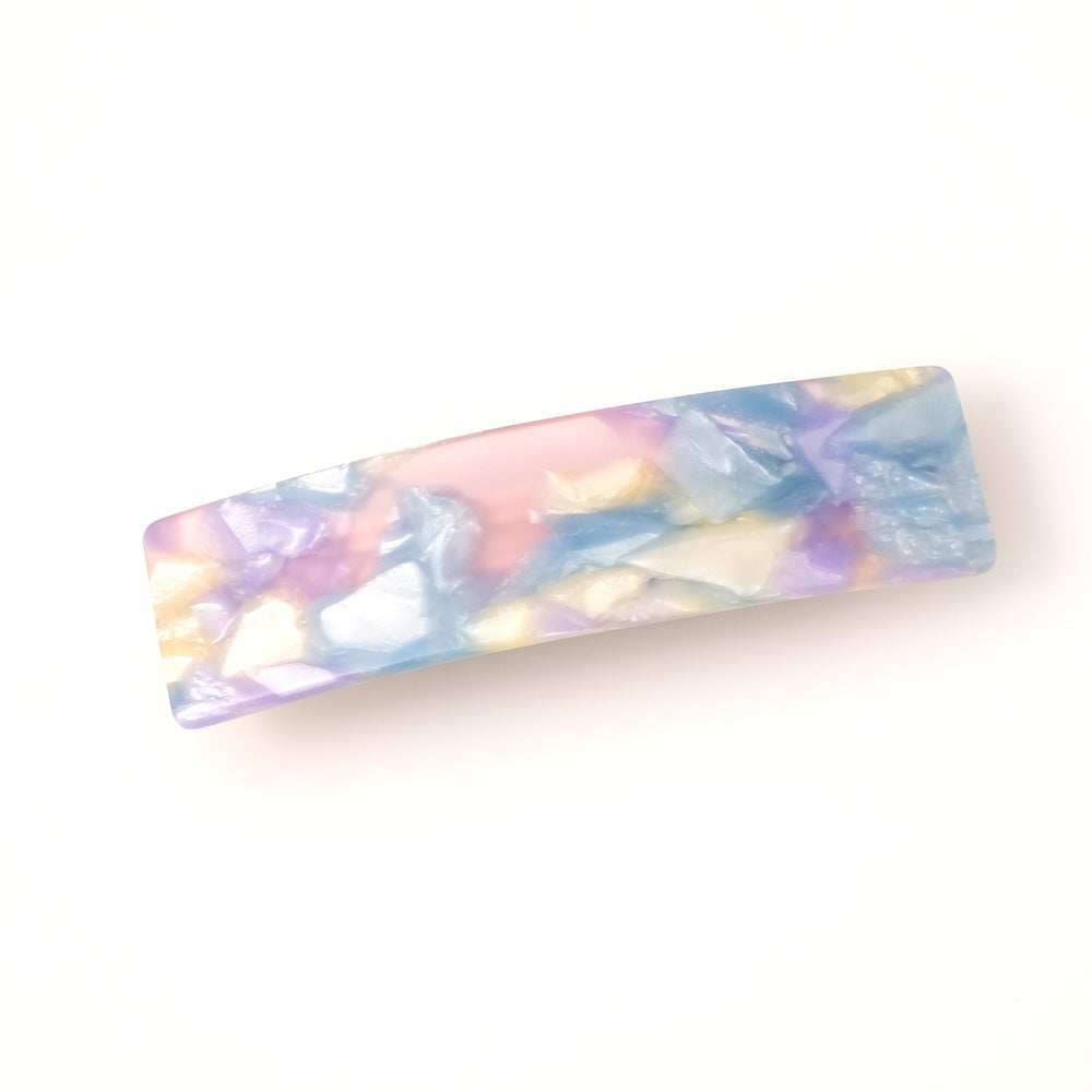 Barrette cheveux en acétate crème multi pastel bleu rose violet