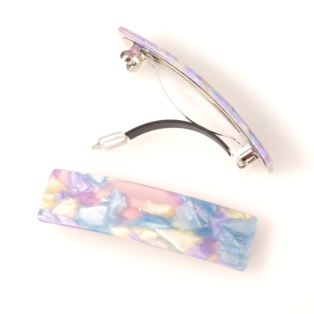 Barrette cheveux en acétate crème multi pastel bleu rose violet
