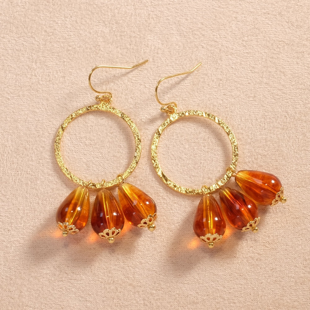 Bijoux Ambré BO gouttes pendantes