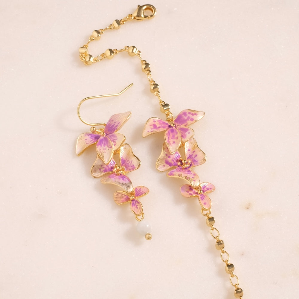 Bijoux fleur Orchidée – Pièce unique peinte à la main