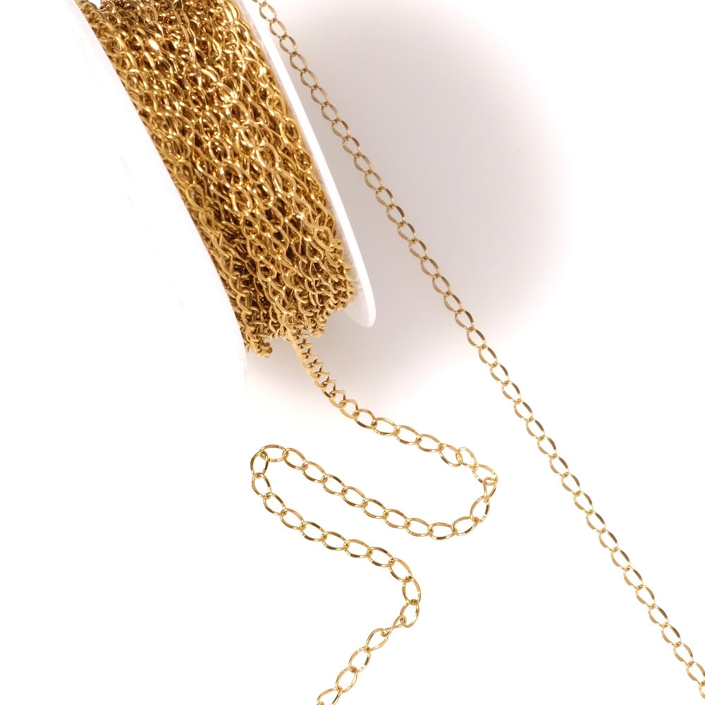 Bobine de chaîne maillon ovale twisté en acier inoxydable 304 doré