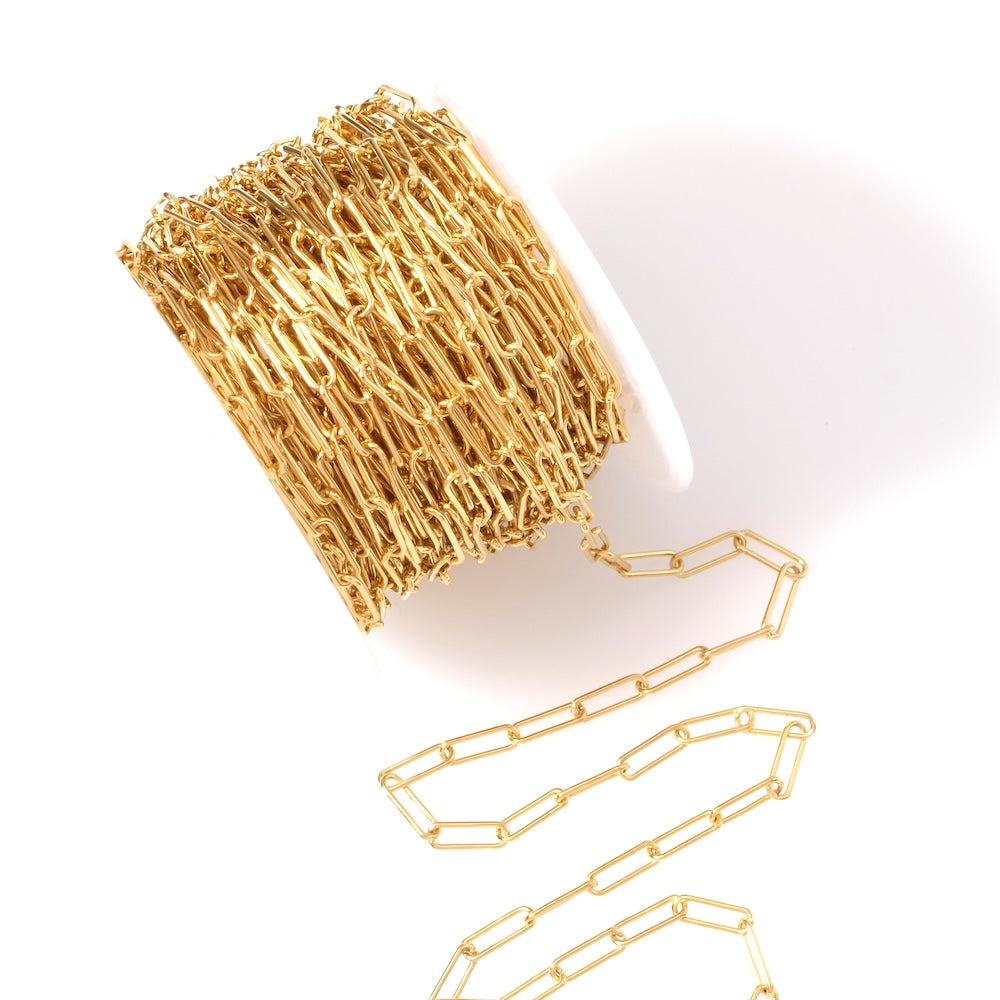Bobine de chaîne maillon rectangle en acier inoxydable 304 doré