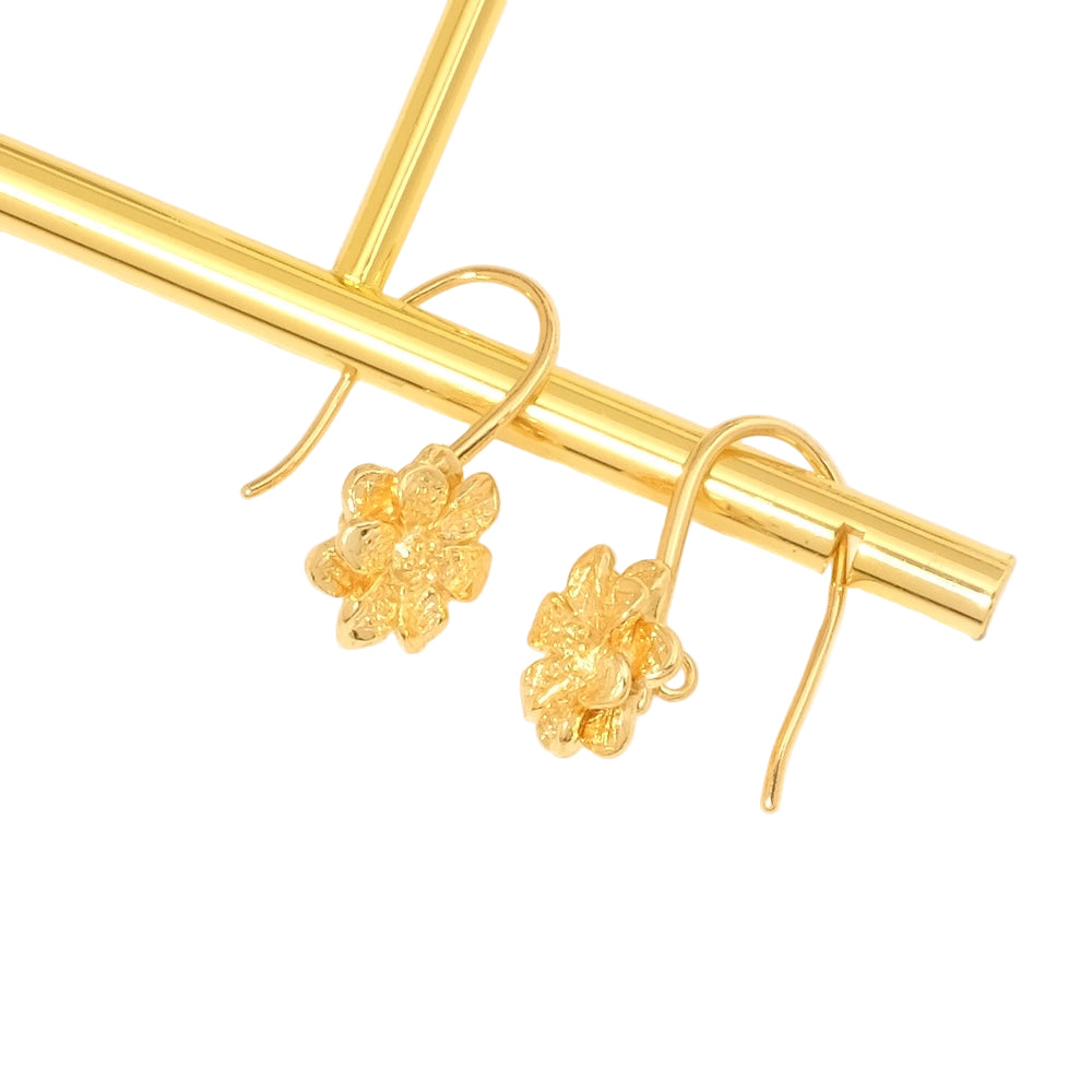 Boucles d'oreilles Crochets fleur en laiton doré à l'or fin 24K Premium