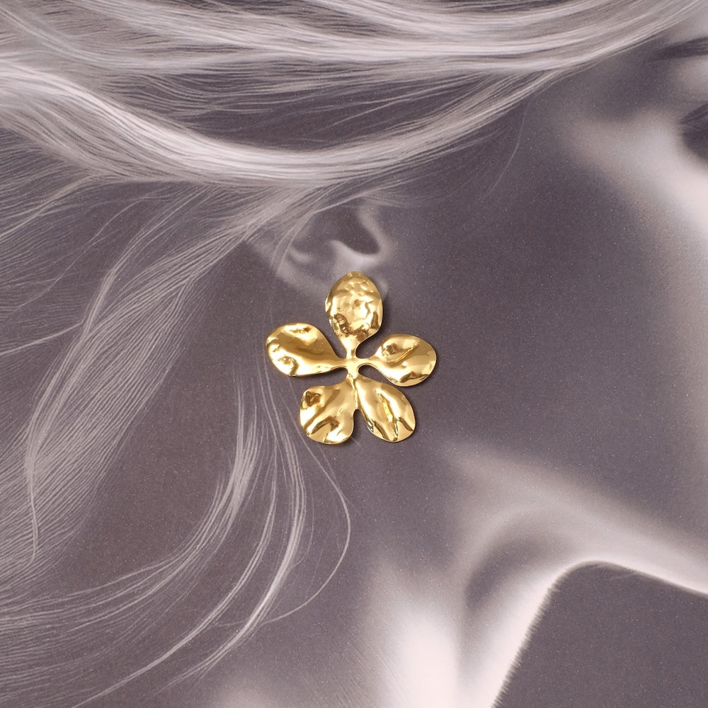 Boucles d'oreilles Fleur 5 pétales en acier inoxydable 304 Doré