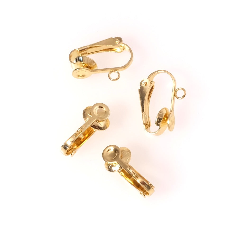 Boucles d'oreilles clip en acier inoxydable 304 Doré 18K, 2 paires