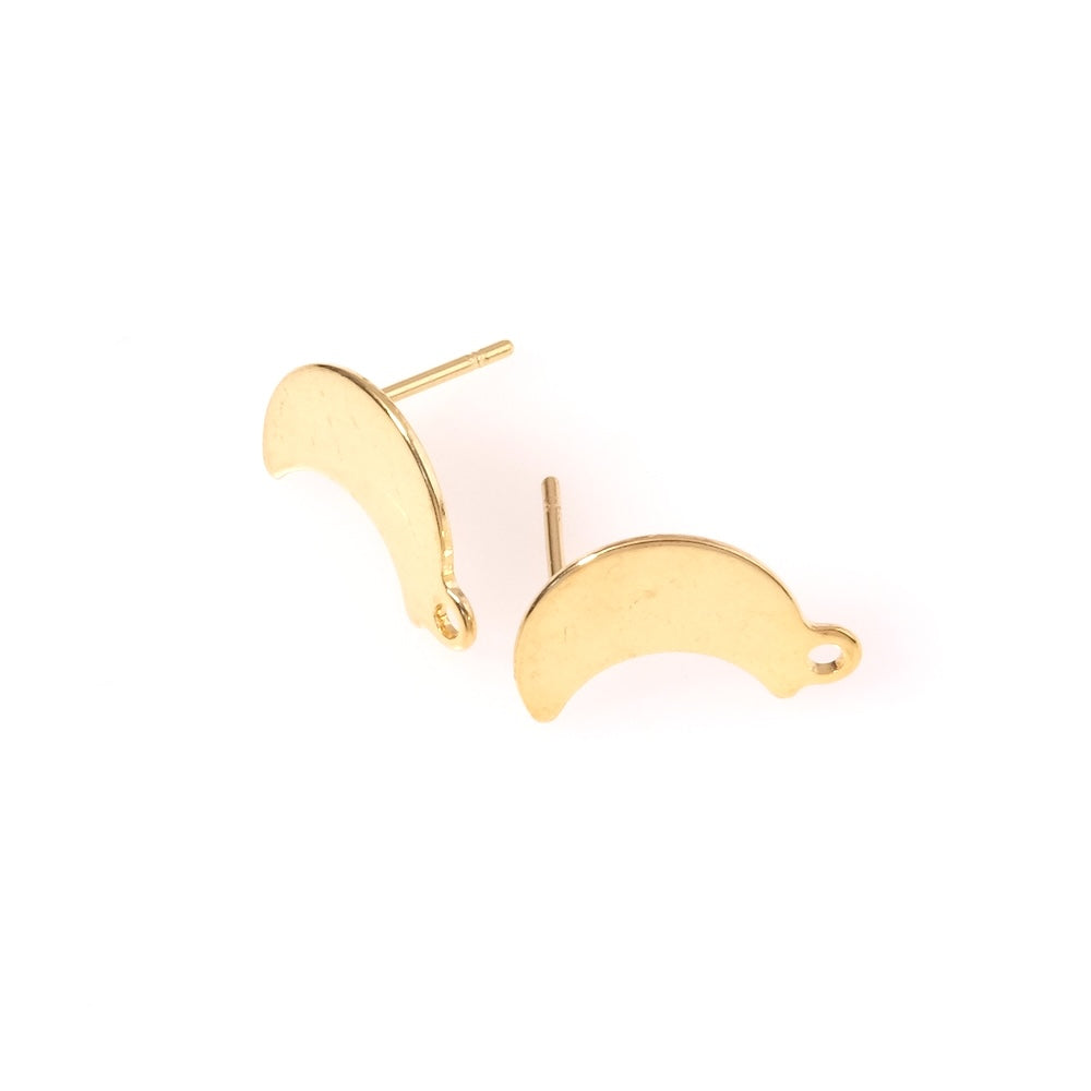 Boucles d&#39;oreilles clous Lune en acier inoxydable 304 Doré 24K, 2 paires