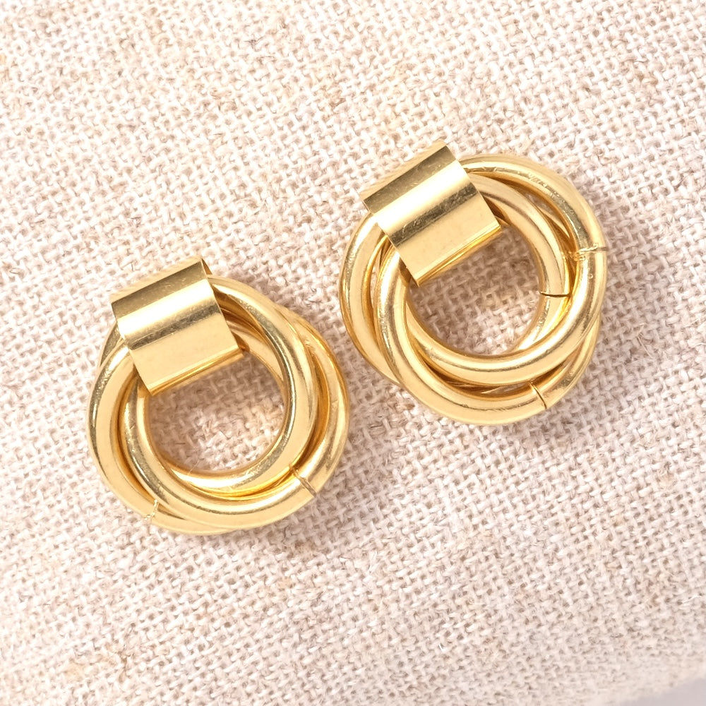 Boucles d&#39;oreilles clous anneaux en acier inoxydable 304 Doré