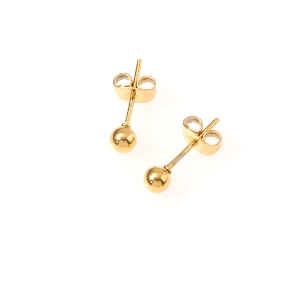 Boucles d&#39;oreilles clous boule 4mm en acier inoxydable 304 Doré