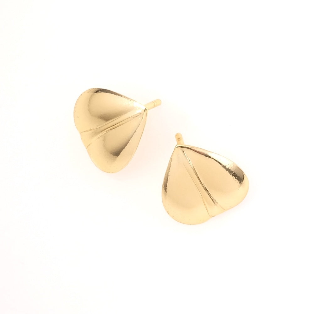 Boucles d'oreilles clous coeur en laiton doré à l'or fin 24K Premium, la paire
