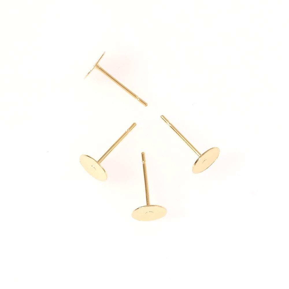 Boucles d&#39;oreilles clous plateau 6mm en acier inoxydable 304 Doré