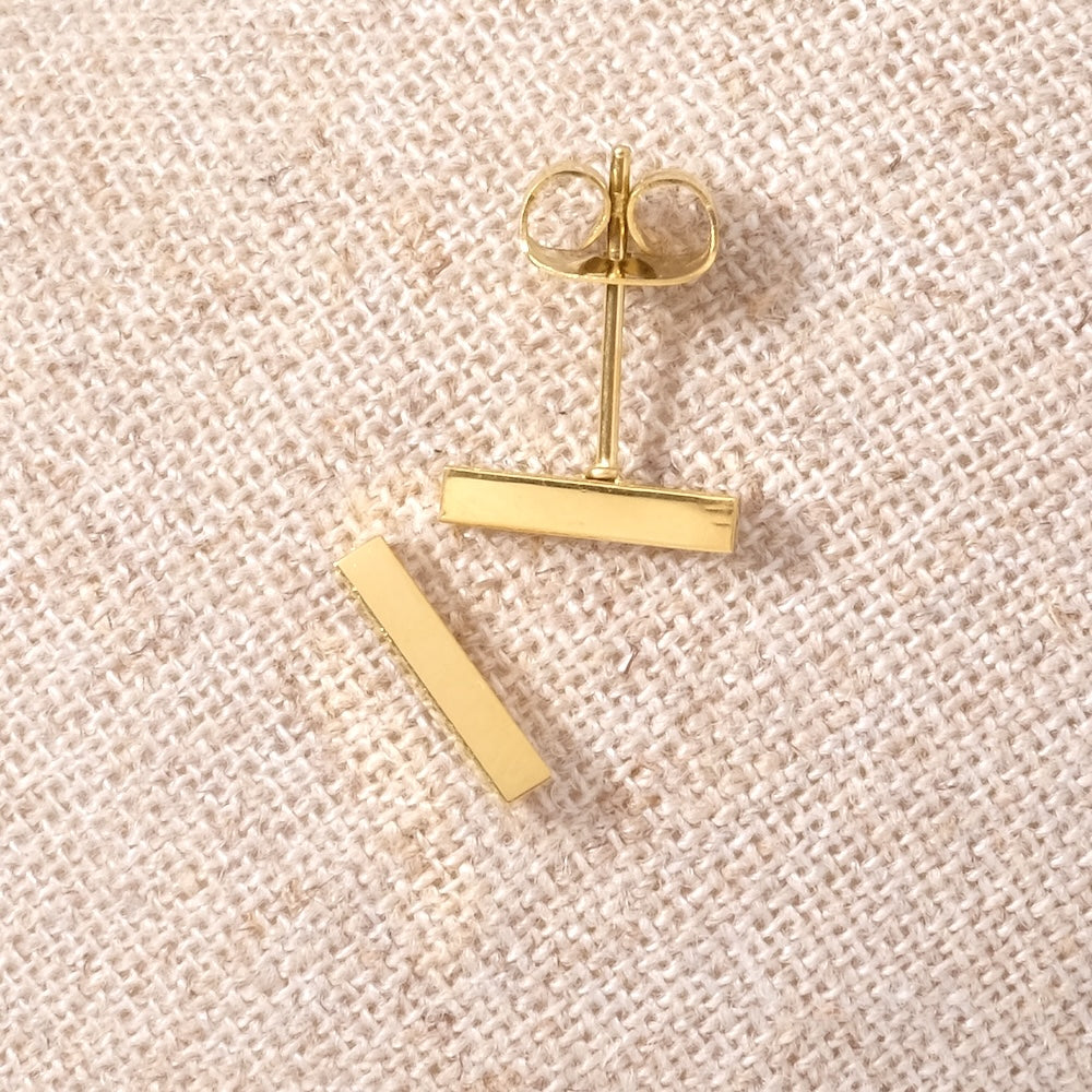Boucles d'oreilles clous rectangle en acier inoxydable 304 Doré 18K